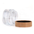 Luxury cosmetic packaging 100g clear glass cream jar with plastic inner bamboo wooden lid